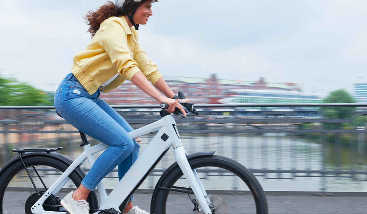 Women riding a Stromer e-bike